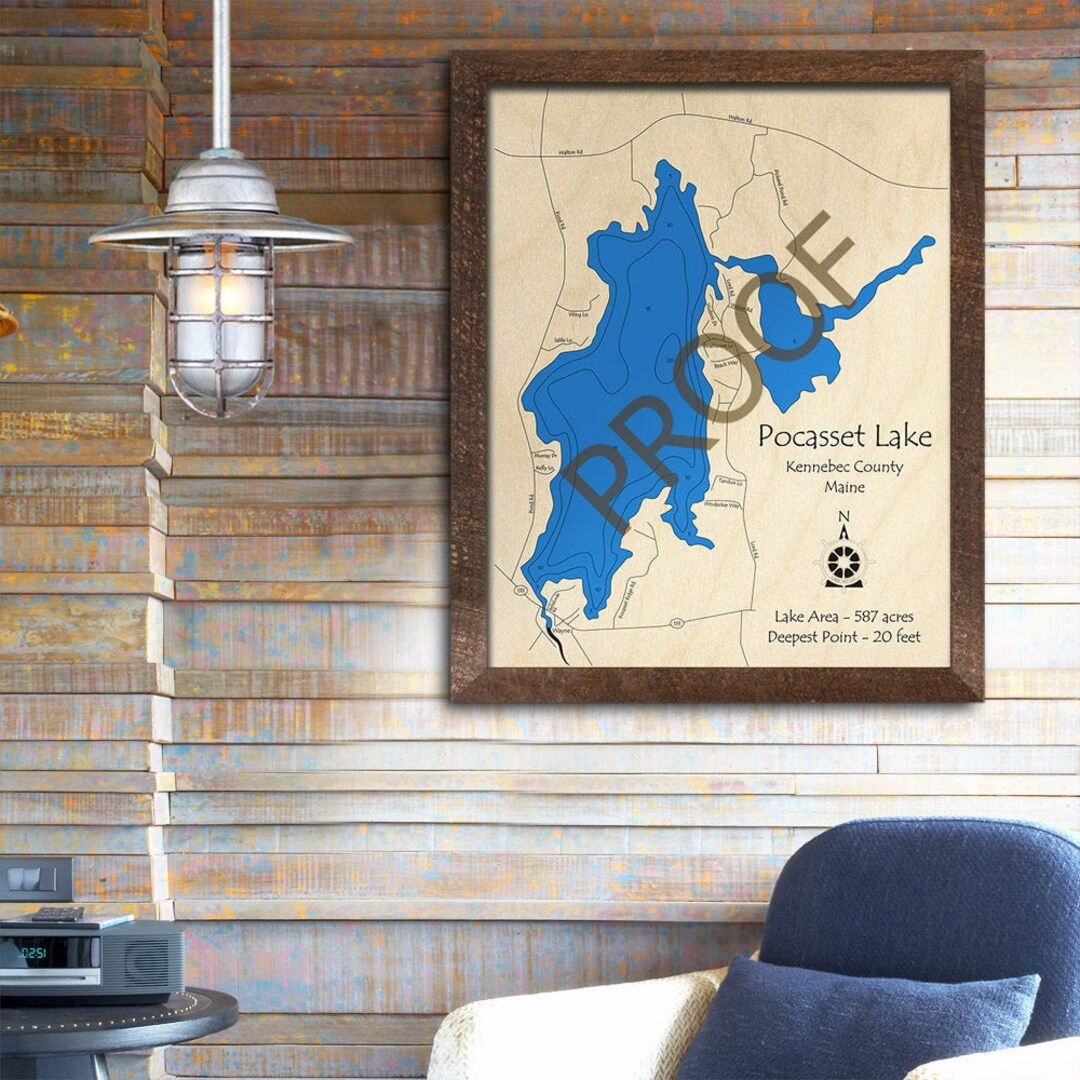 Pocasset Lake Maine 3D Wood Map Custom Nautical Map Unique Etsy