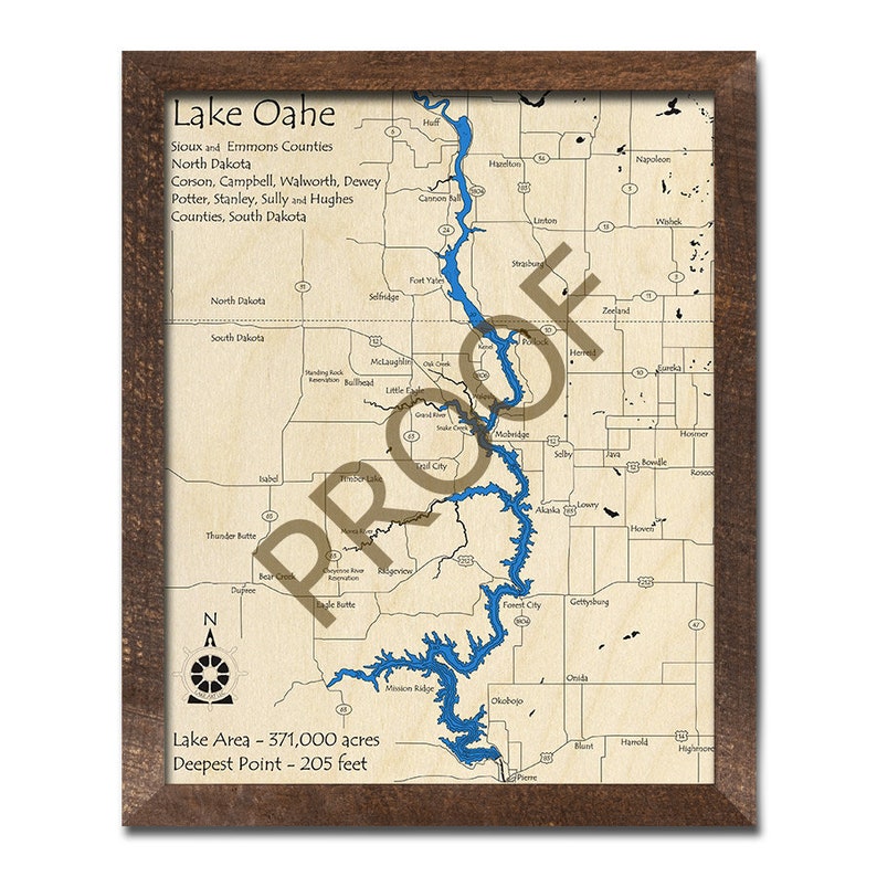 Lake Oahe SD 3D Wood Map 3D Depth Map Cabin Decor Lake Etsy Ireland