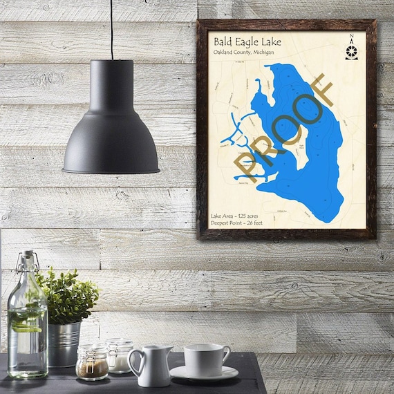 Bald Eagle Lake MI 3D Wood Map Custom Cabin Decor Lake - Etsy