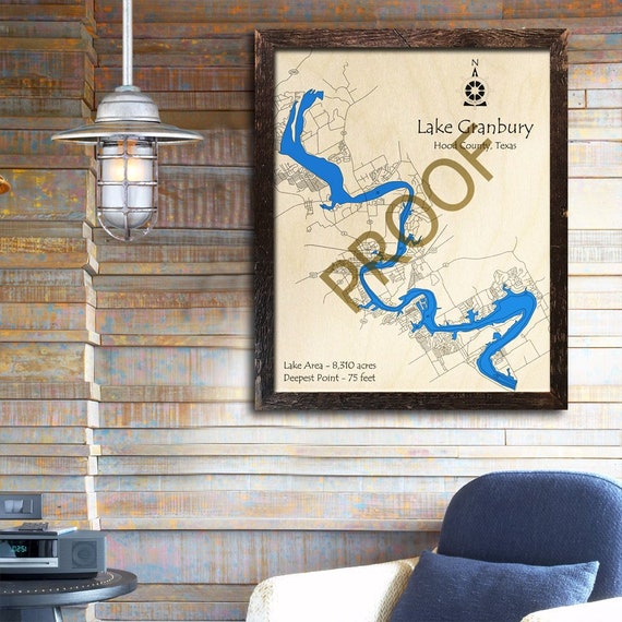 Lake Granbury Texas 3d Wood Map Cabin Decor Lake House Etsy