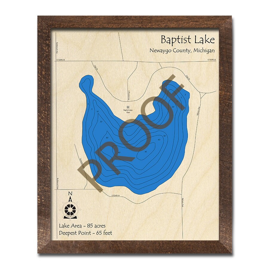 Baptist Lake MI 3D Wood Map Custom Nautical Map Cabin Etsy