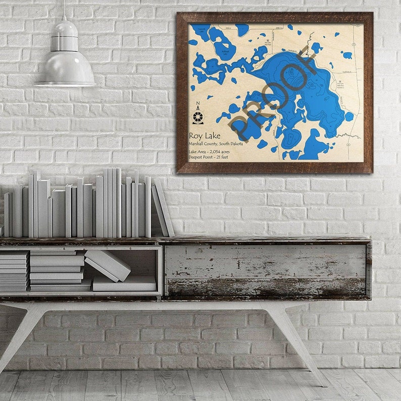 Roy Lake SD 3D Wood Map 3D Depth Map Cabin Decor Lake Etsy