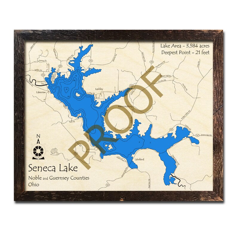 Seneca Lake Ohio 3D Wood Map Cabin Decor Lake House Etsy