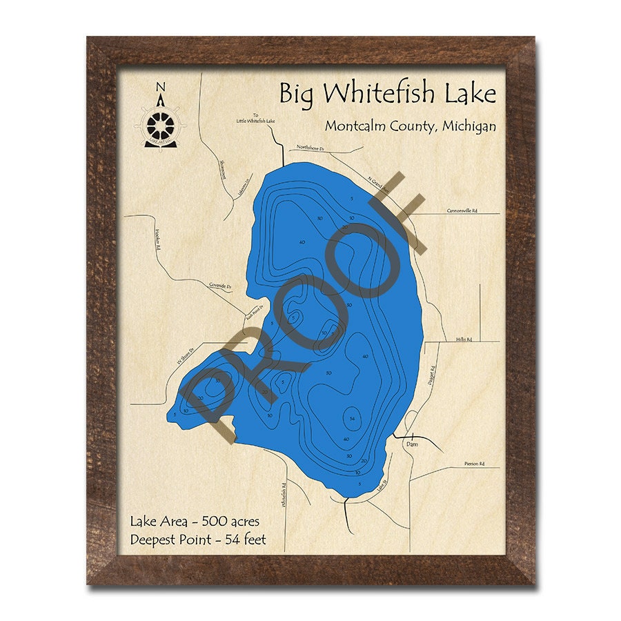 Big Whitefish Lake MI 3D Wood Map Custom Nautical Map Etsy