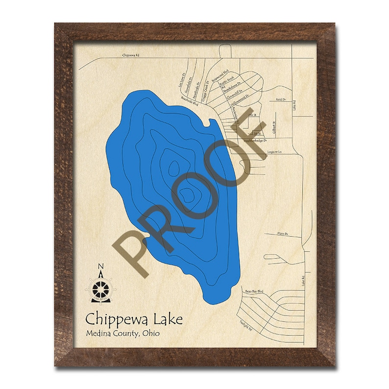 Chippewa Lake Ohio 3D Wood Map Custom Nautical Map Cabin Etsy