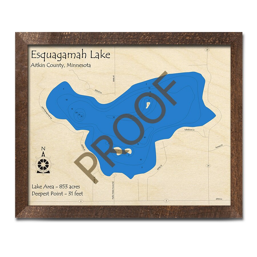 Esquagama Lake Aitkin Cty MN 3D Wood Map Custom Nautical Etsy