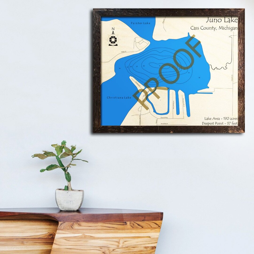 Juno Lake Michigan 3D Wood Map Cabin Decor Lake House Etsy