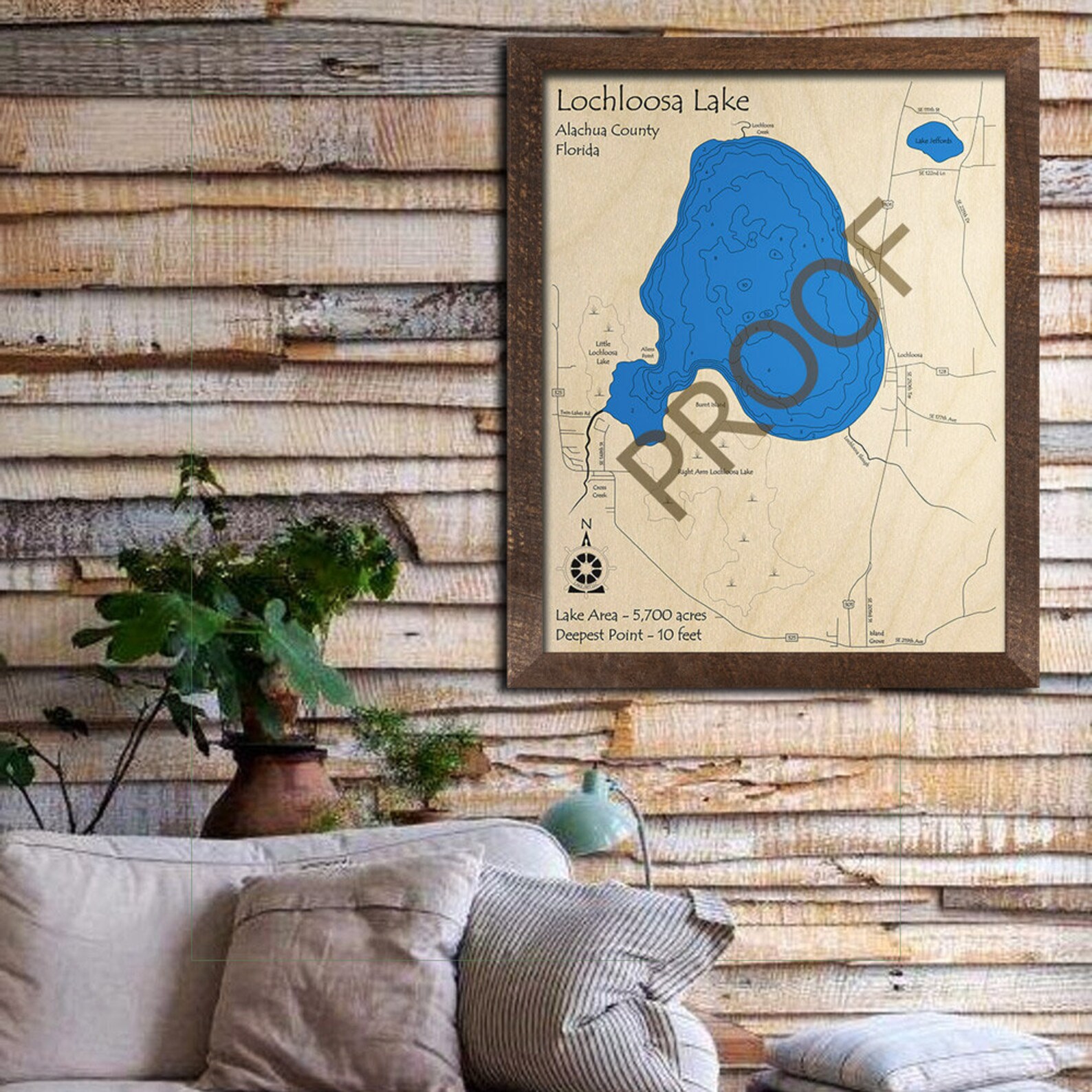 Lochloosa Lake FL 3D Map Custom Nautical Map Unique Cabin Etsy
