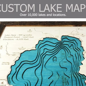 Custom Lake Map, 3D Wood Depth Map, Choose from 10000 Lakes, Cabin Decor, Lake House, Nautical Decor | Nautical Gift, Unique Christmas Gift
