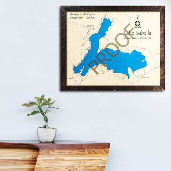 Lake Isabella California 3d Wood Map Custom Cabin Decor Etsy