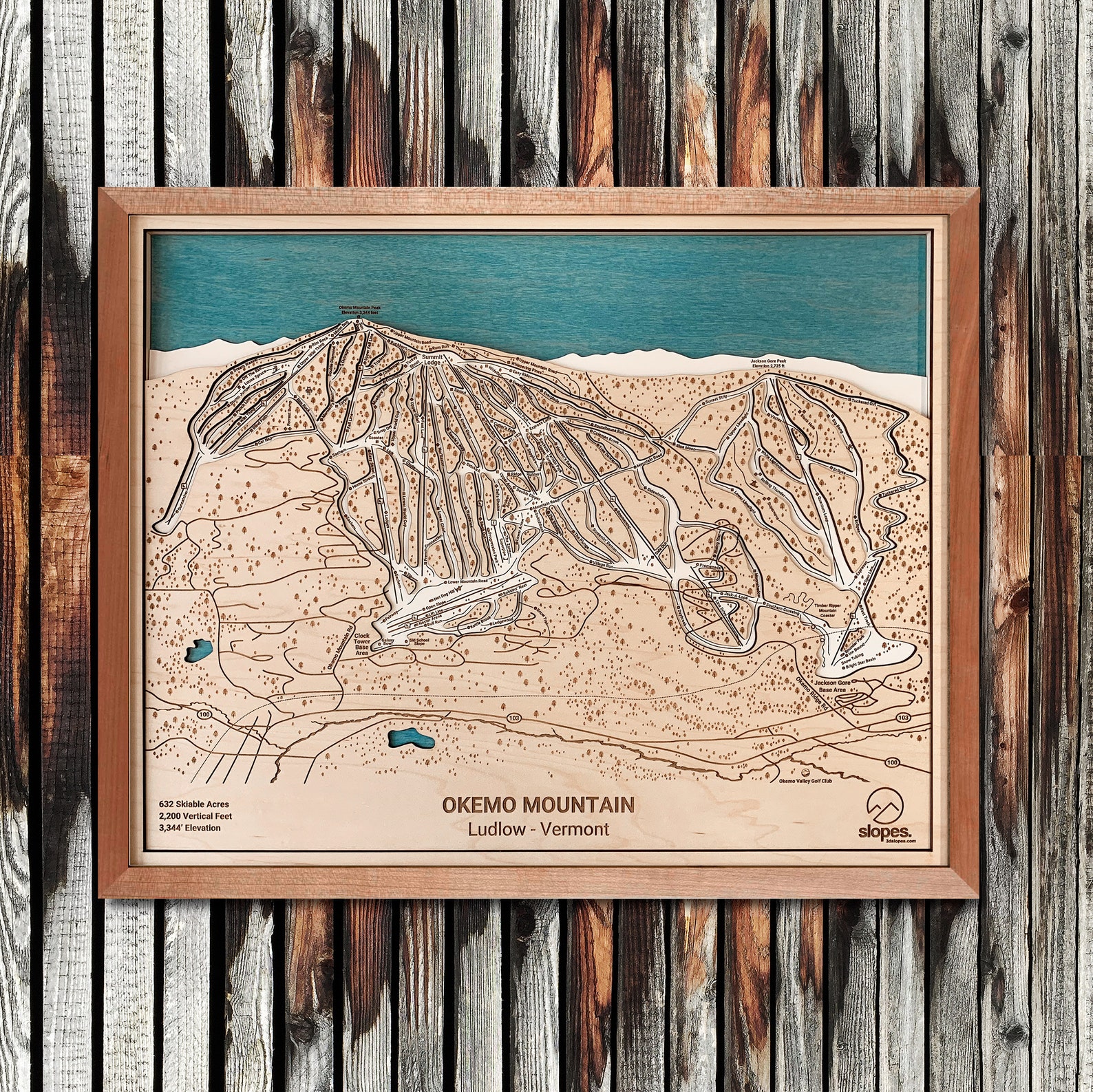 Okemo Mountain 3D Ski Trail Map Okemo VT Map Wooden Ski Etsy Italia