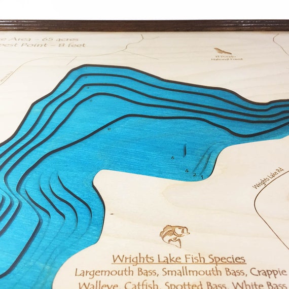 Wrights Lake California 3d Laser Cut Wood Map Depth Map Of Etsy