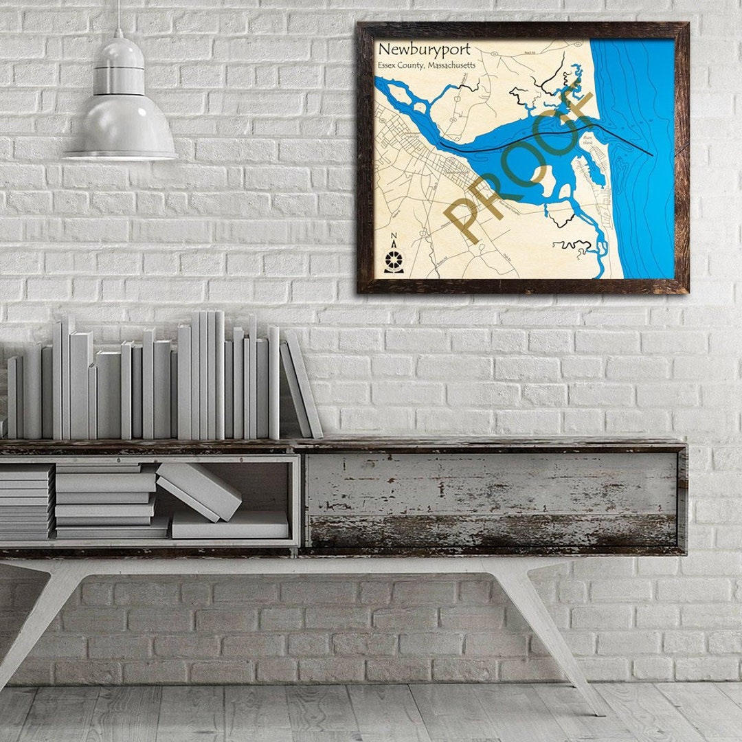 Newburyport - Merrimack River, Massachusetts 3D Wood Map | Beach