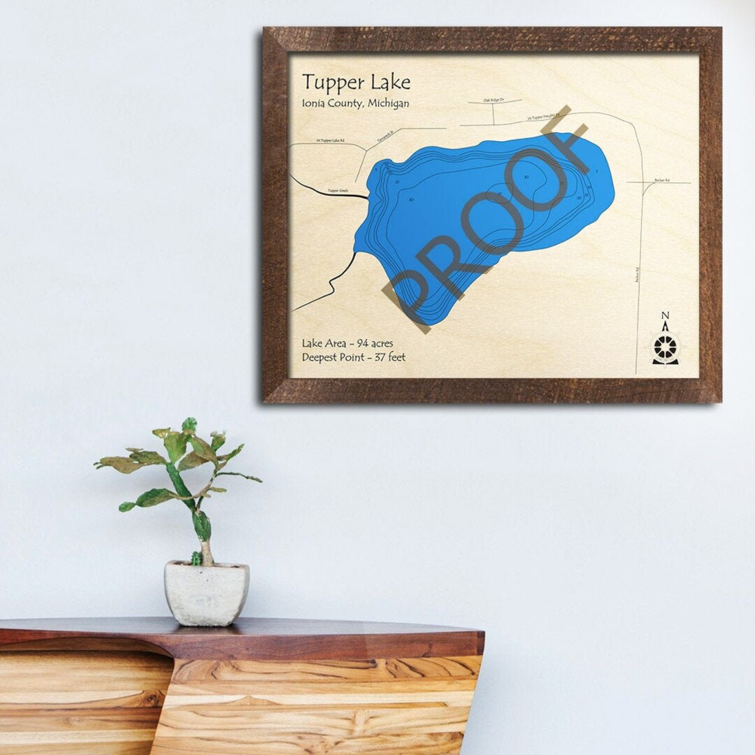 Tupper Lake MI 3D Wood Carved Map Custom Nautical Map Etsy