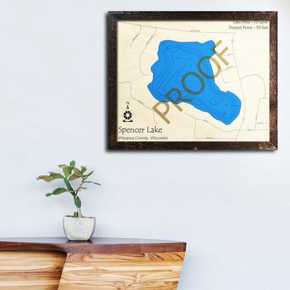 Spencer Lake WI 3D Wood Map Custom Cabin Decor Lake House Etsy