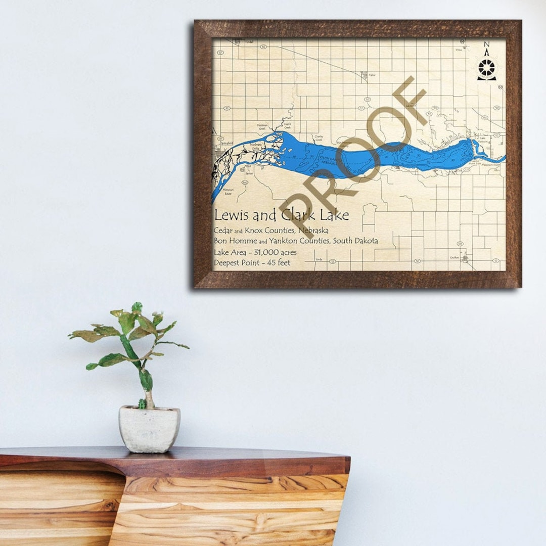 Lewis and Clark Lake NE 3D Wood Map 3D Depth Map Cabin Etsy