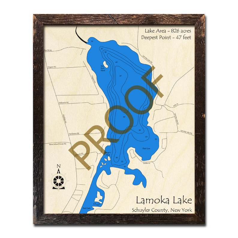 Lamoka Lake New York 3D Wood Map Cabin Decor Lake House Etsy