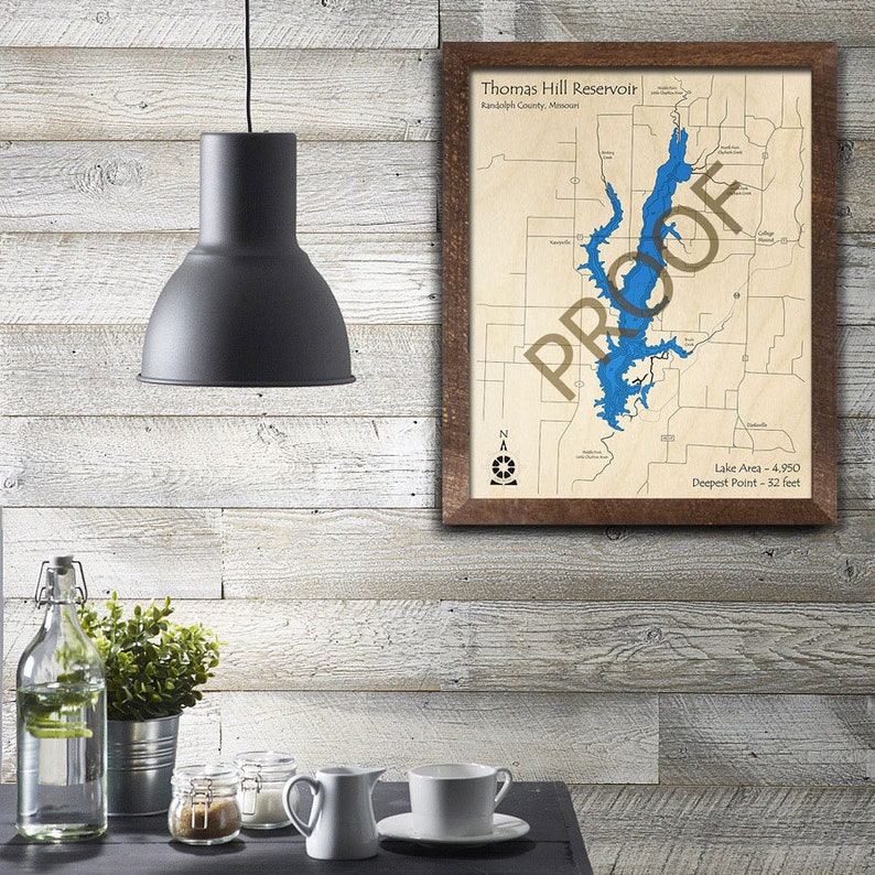 Thomas Hill Reservoir MO 3D Wood Map Custom Nautical Map Etsy