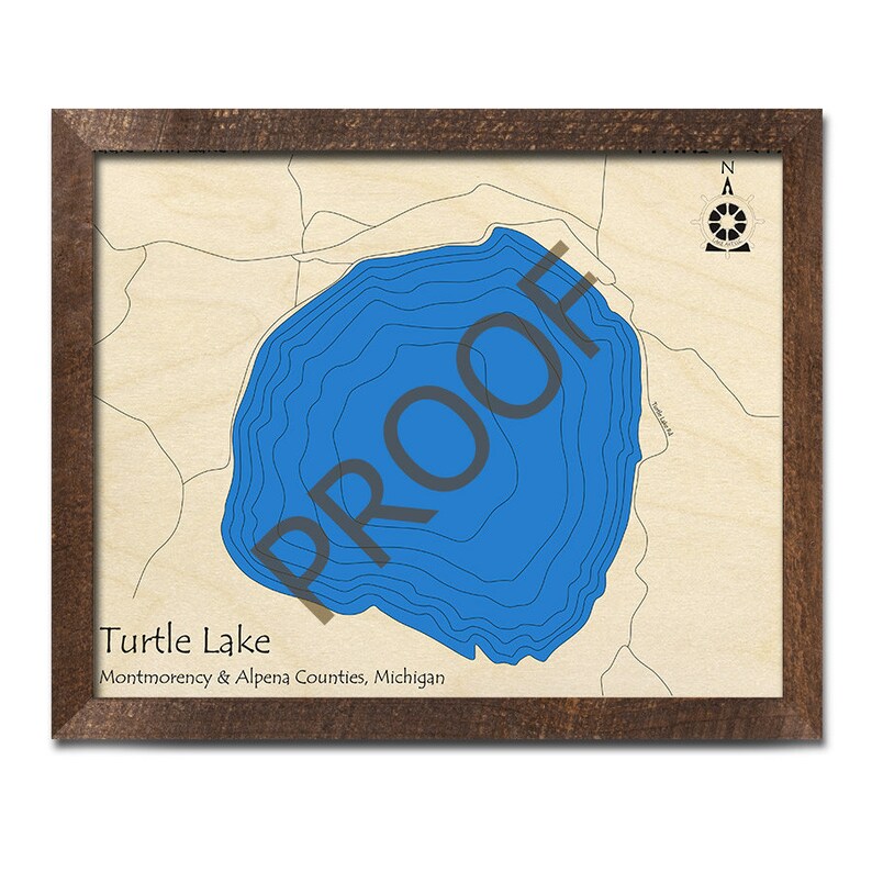 Turtle Lake MI 3D Wood Carved Map Custom Nautical Map Etsy