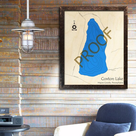 Coxton Lake PA 3D Wood Map Custom Cabin Decor Lake House Etsy