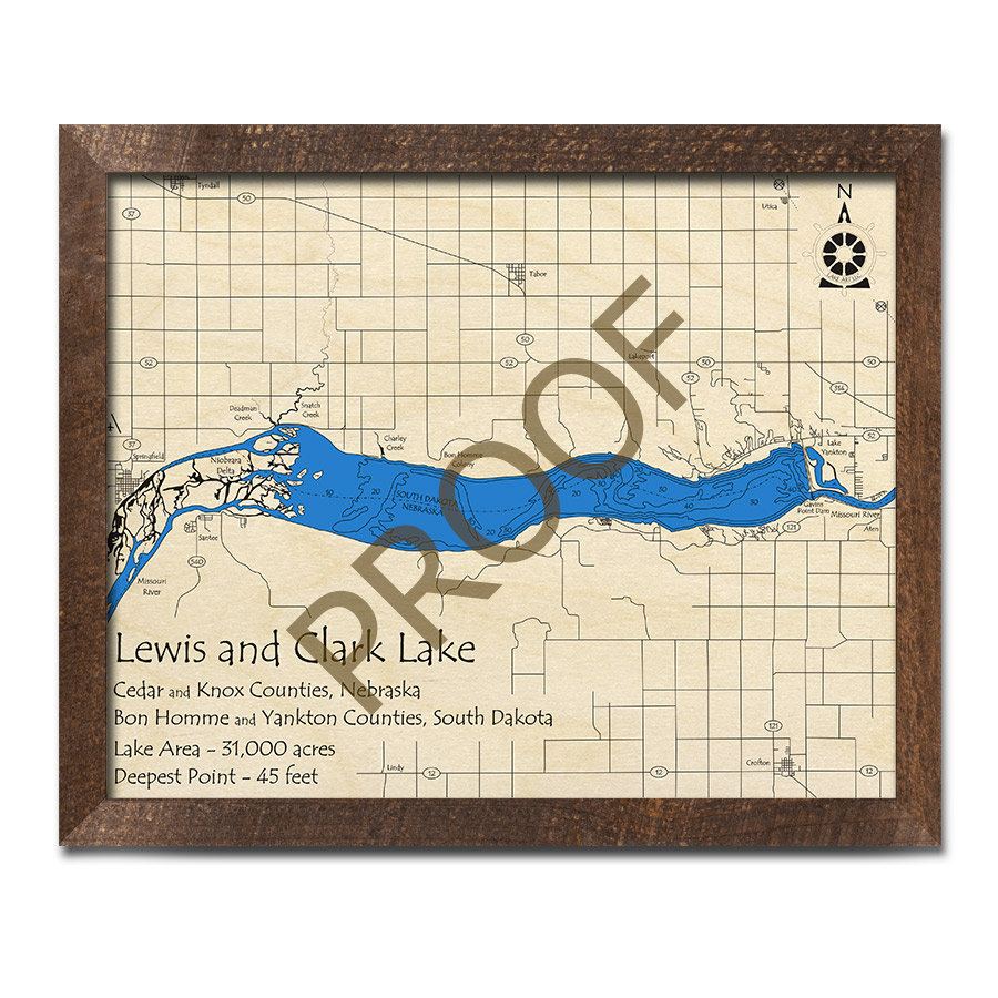 Lewis and Clark Lake NE 3D Wood Map 3D Depth Map Cabin Etsy