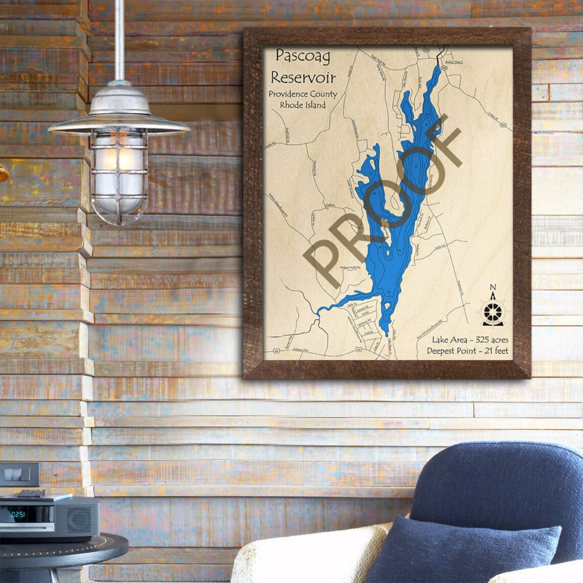 Pascoag Reservoir RI 3D Wood Map Custom Nautical Map Etsy