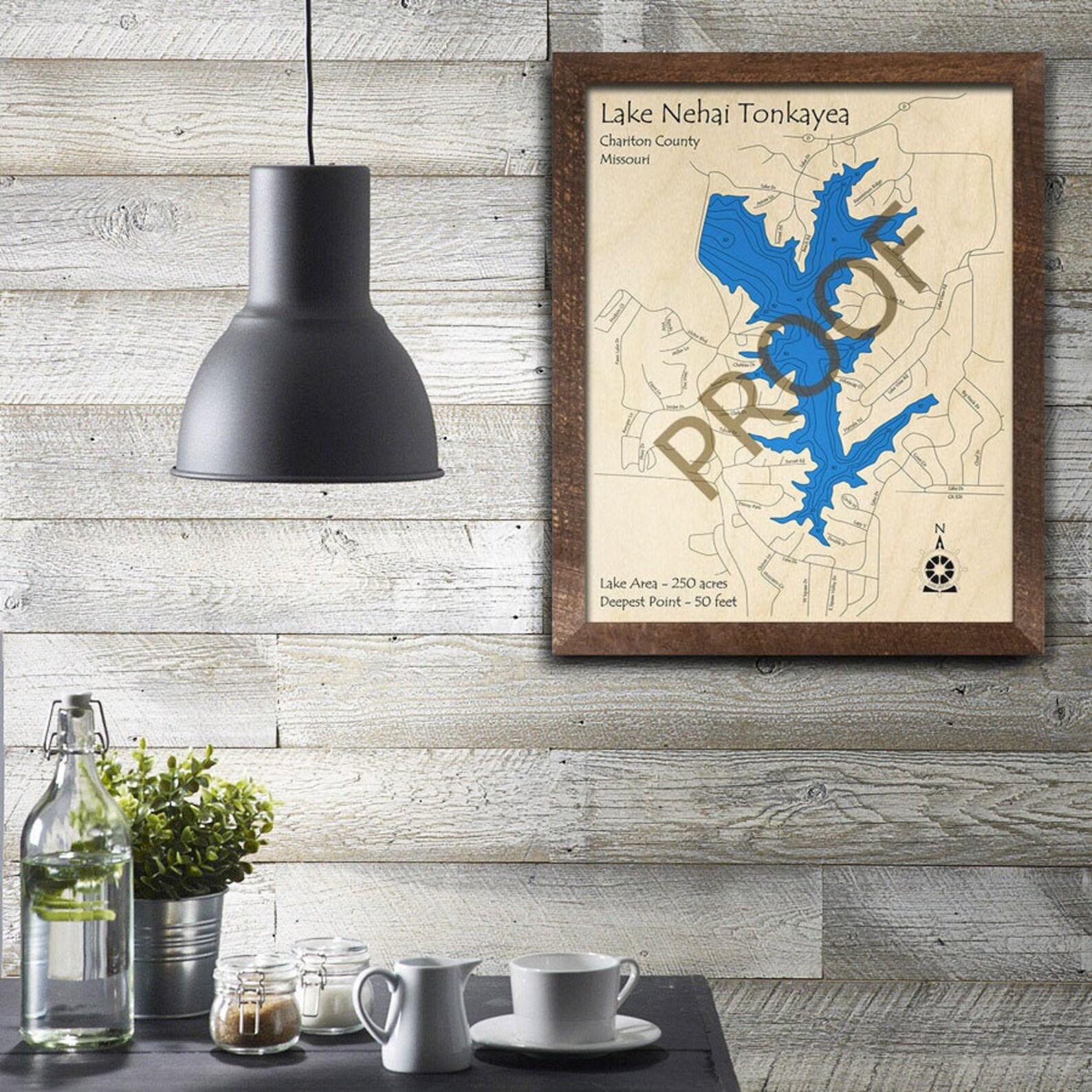 Lake Nehai Tonkayea MO 3D Wood Map Custom Nautical Map Etsy
