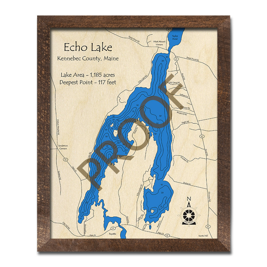 Echo Lake Maine 3D Wood Map Custom Nautical Map Unique Etsy