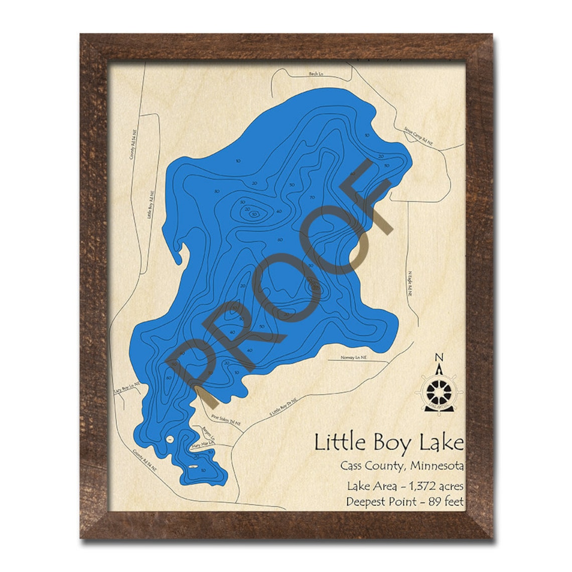 Little Boy Lake MN 3D Wood Map Custom Nautical Map Cabin Etsy