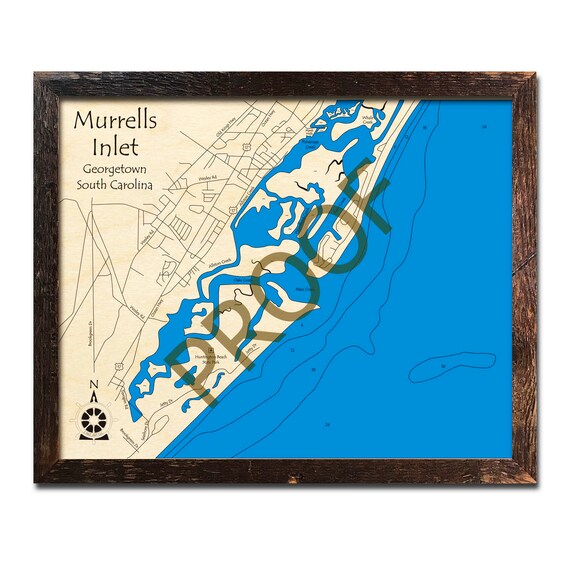Map Of Murrells Inlet Sc Murrells Inlet South Carolina 3D Laser-Cut Map Topographic | Etsy Australia