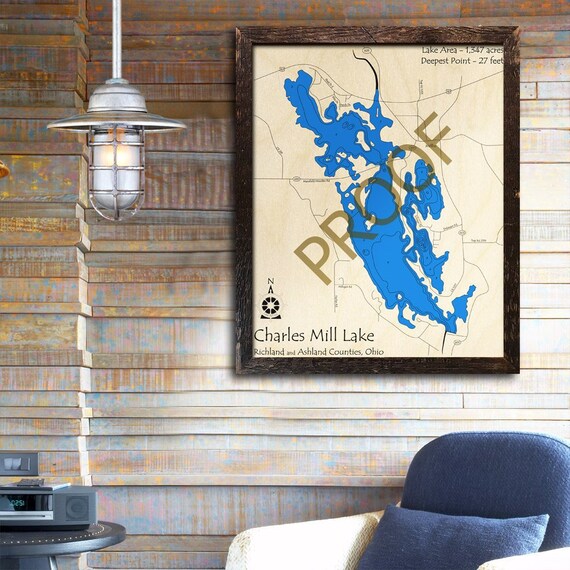Charles Mill Lake Ohio 3D Wood Map Cabin Decor Lake House Etsy