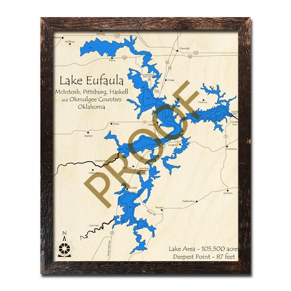Lake Eufaula Oklahoma 3d Wood Map Cabin Decor Lake House Etsy