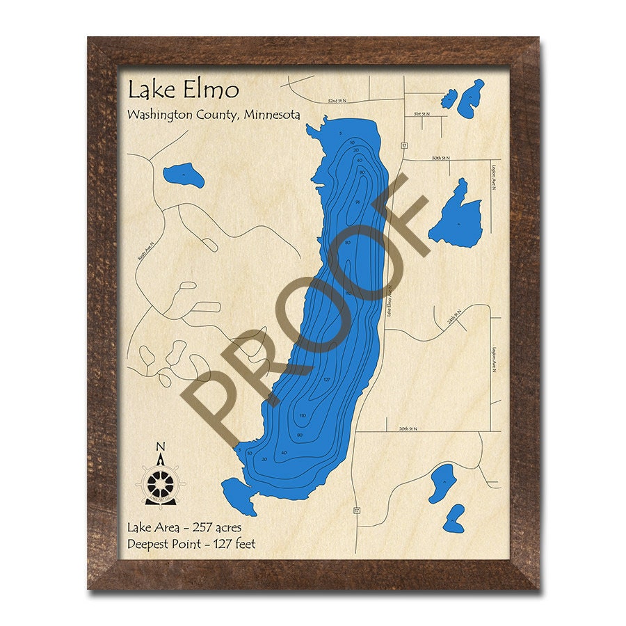 Lake Elmo MN 3D Wood Map Custom Nautical Map Cabin Decor Etsy