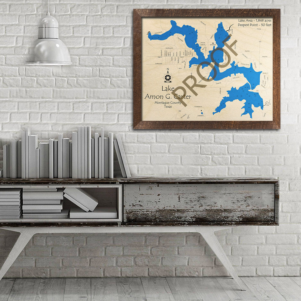 Lake Amon G. Carter Texas 3D Wood Map Custom Nautical Map Etsy