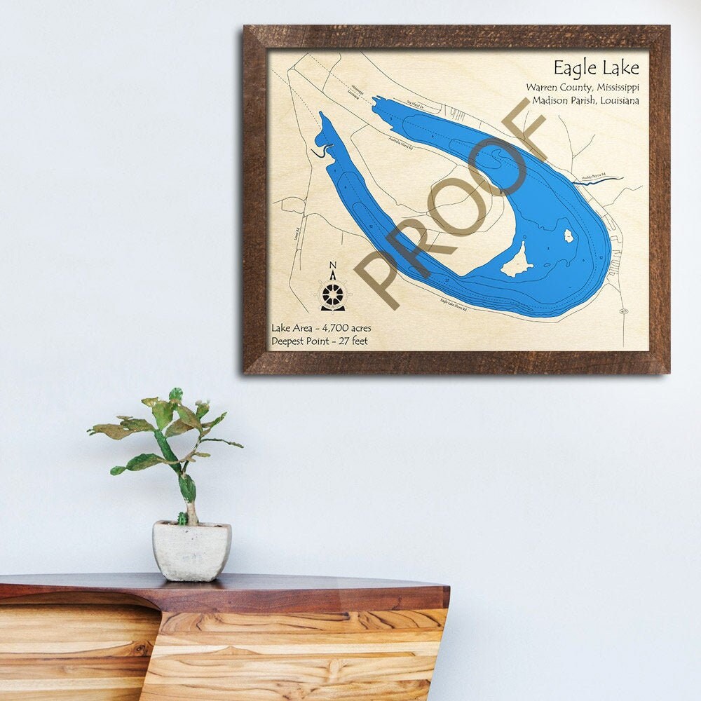 Eagle Lake MS 3D Wood Map Custom Nautical Map Cabin Decor Etsy