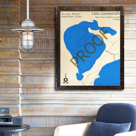 Lake Geneserath Beaver Island Mi 3d Wood Map Cabin Decor Etsy