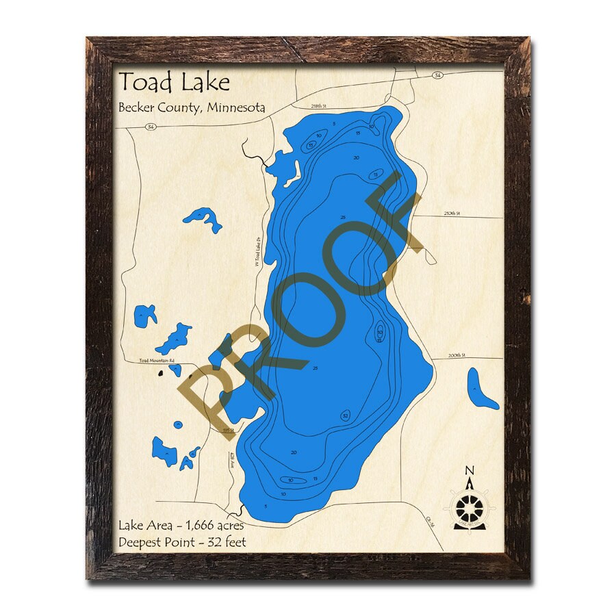 Toad Lake MN 3D Wood Map Cabin Decor Lake House Décor Etsy.de