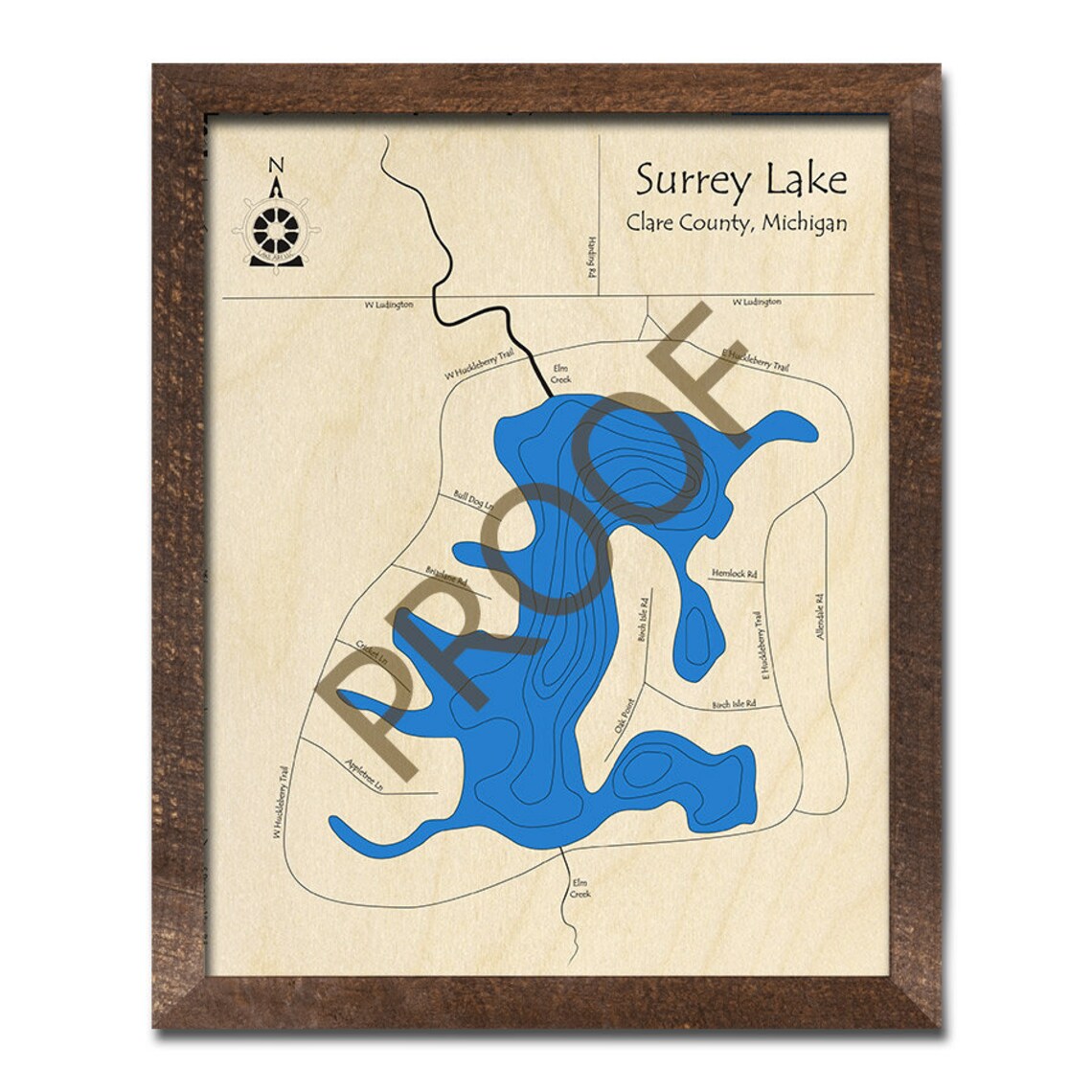 Surrey Lake MI 3D Wood Carved Map Custom Nautical Map Etsy