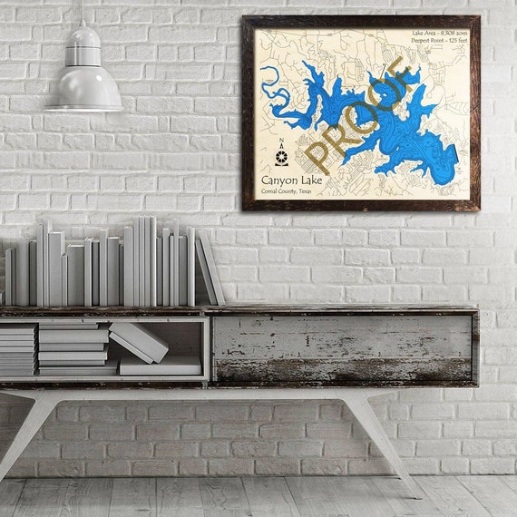Canyon Lake Texas 3d Wood Map Lake Cabin Decor Nautical Etsy