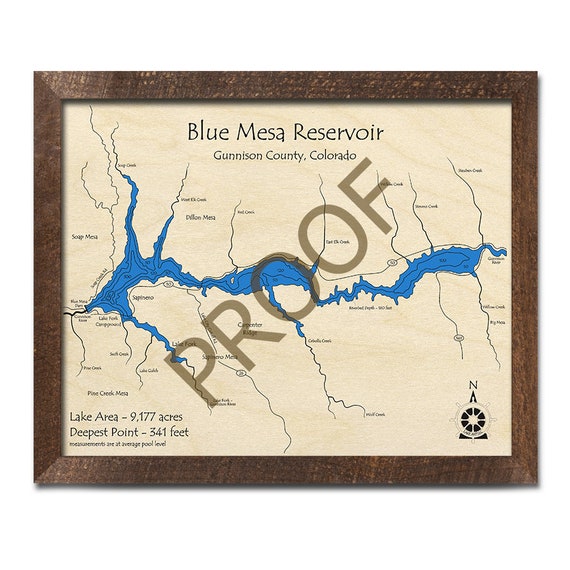 Blue Mesa Reservoir Map Blue Mesa Reservoir Co 3D Wood Map Custom Nautical Chart - Etsy