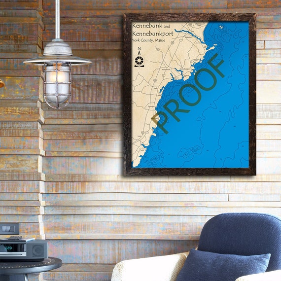 Kennebunk Kennebunkport Maine 3D LaserCut Wood Map Beach Etsy