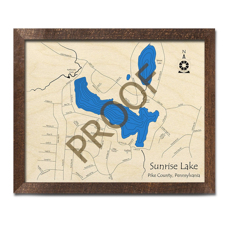 Sunrise Lake PA 3D Wood Map Custom Nautical Map Cabin Etsy