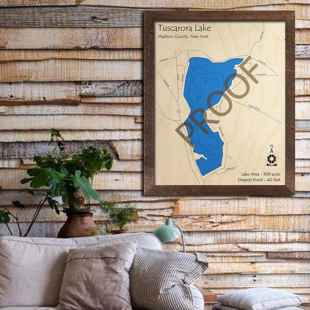 Tuscarora Lake NY 3D Wood Map Custom Nautical Chart Cabin Etsy