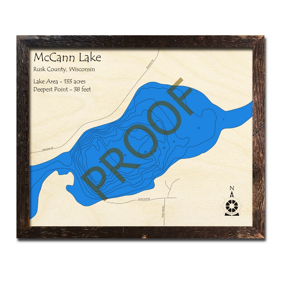Mccann Lake WI 3D Wood Map Custom Cabin Decor Lake House Etsy
