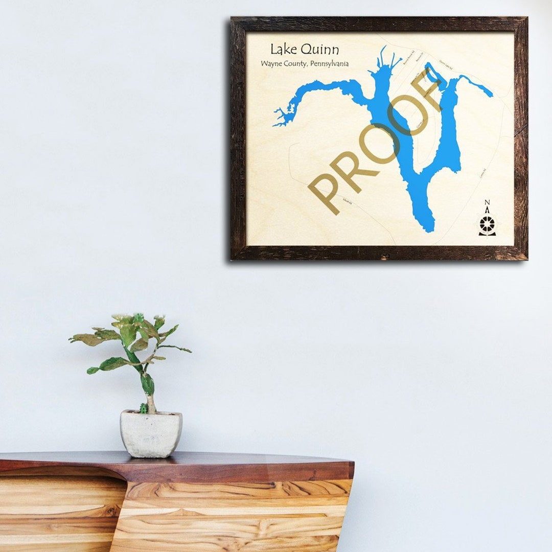 Lake Quinn, PA 3D Wood Map Custom Cabin Decor Lake House Décor Nautical