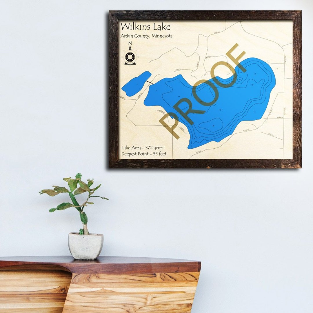 Wilkins Lake Minnesota 3D Wood Map Cabin Decor Lake House Etsy