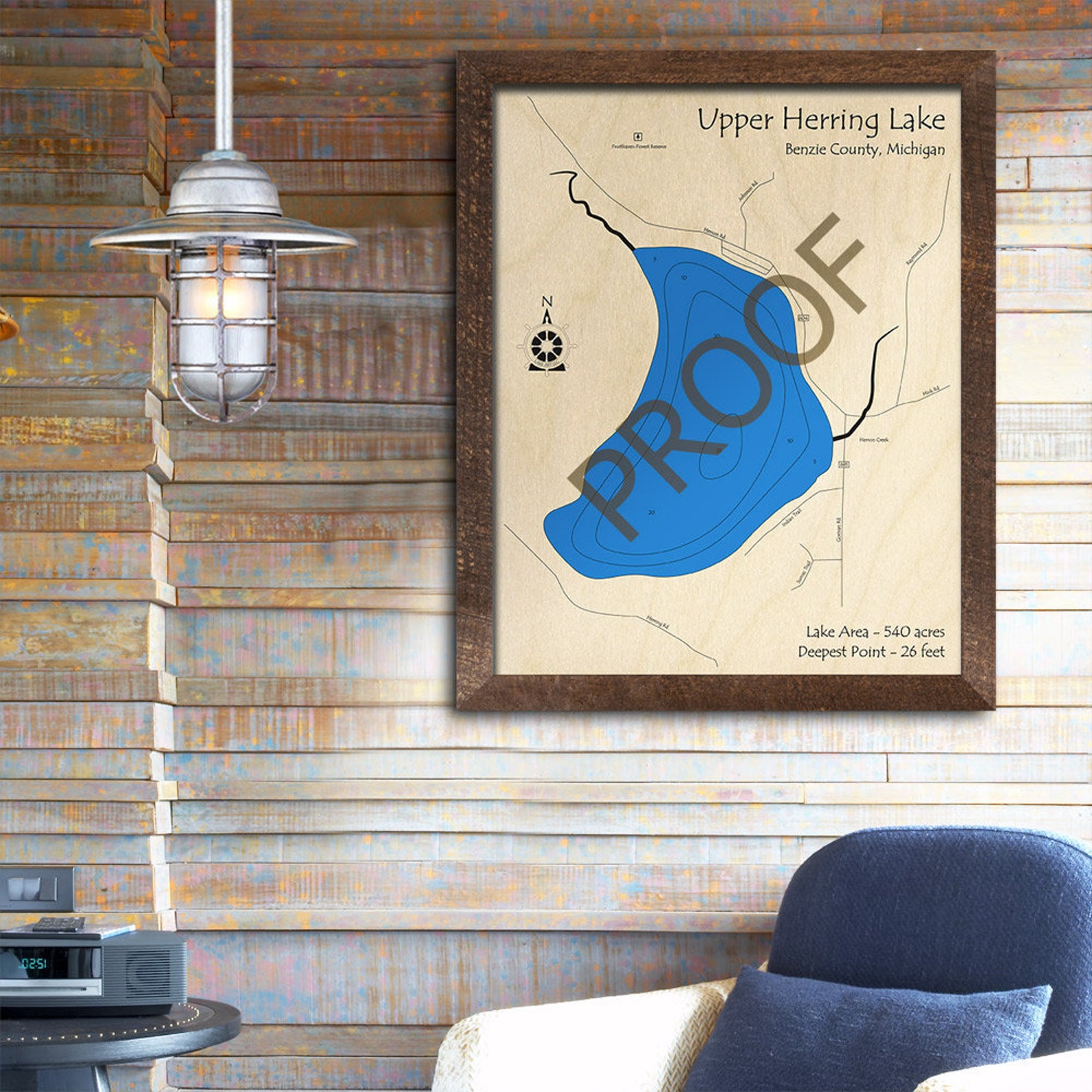 Upper Herring Lake MI 3D Wood Carved Map Custom Nautical Etsy