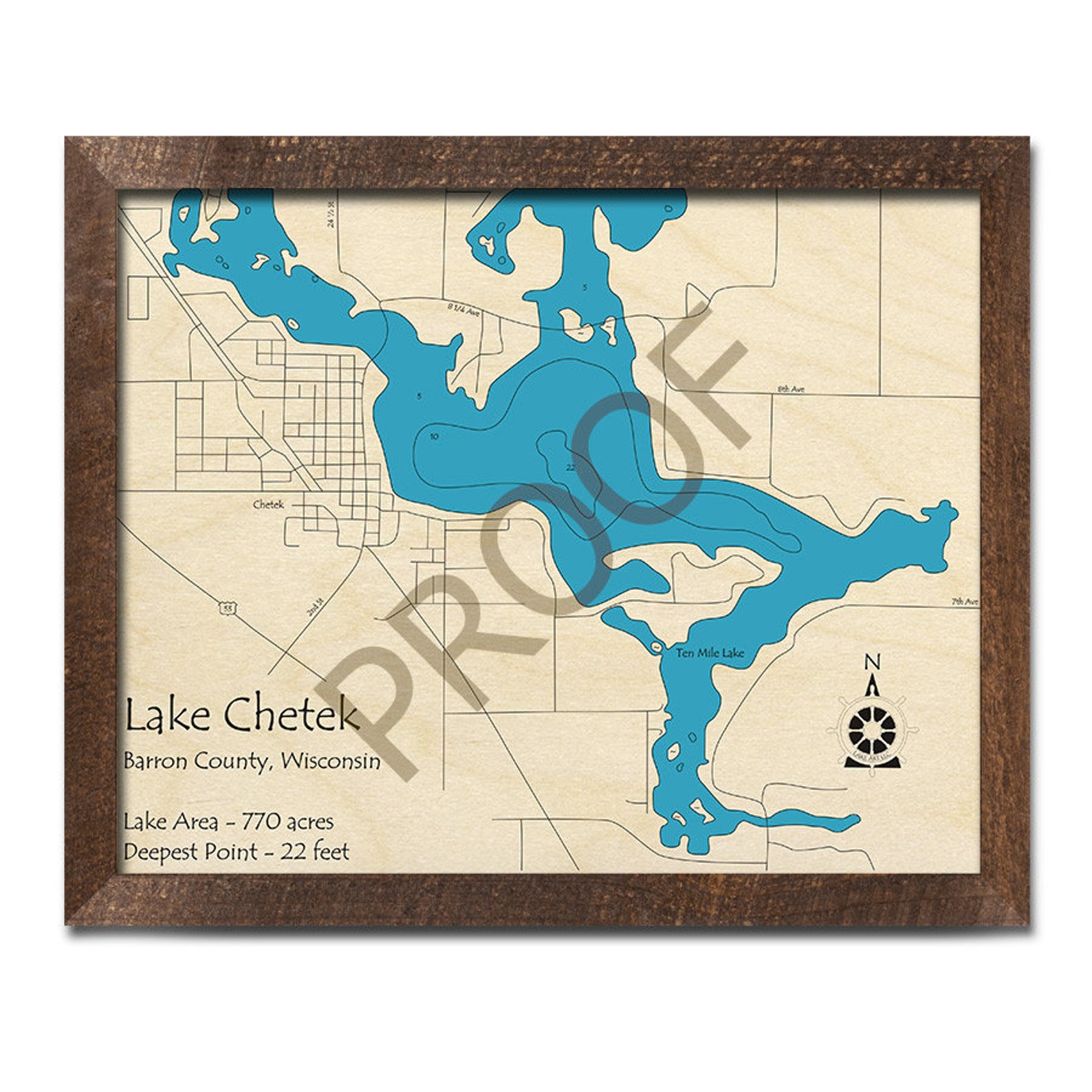 Lake Chetek WI 3D Wood Carved Map Custom Nautical Wall Art Etsy