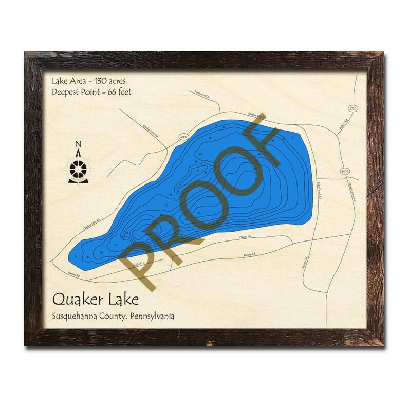 Quaker Lake Pennsylvania 3D Wood Map Cabin Decor Lake Etsy