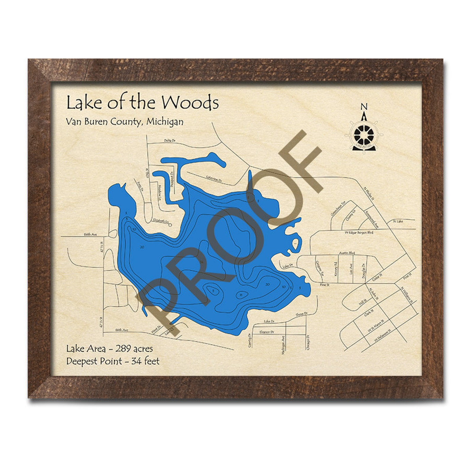 Lake of the Woods MI 3D Wood Map Custom Nautical Map Cabin Etsy